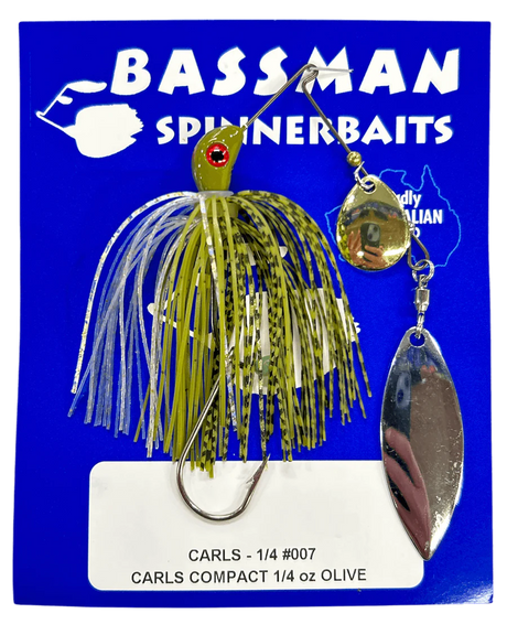 Bassman Carls Compact 1/4oz Spinnerbait Lure 007 - Olive
