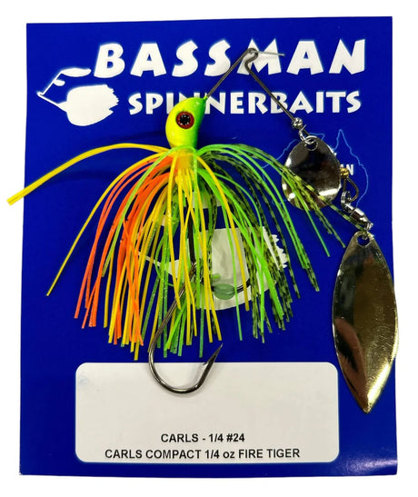 Bassman Carls Compact 1/4oz Spinnerbait Lure 24 - Fire Tiger