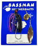 Bassman Carls Compact 1/4oz Spinnerbait Lure 34 - Black/Blue/Pink