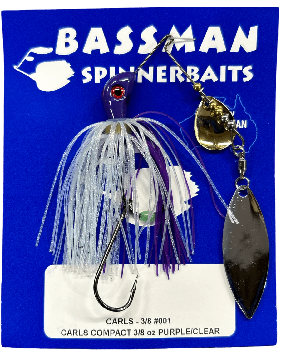 Bassman Carls Compact 3/8oz Spinnerbait Lure 001 - Purple/Clear