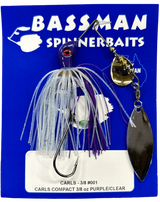Bassman Carls Compact 3/8oz Spinnerbait Lure 001 - Purple/Clear