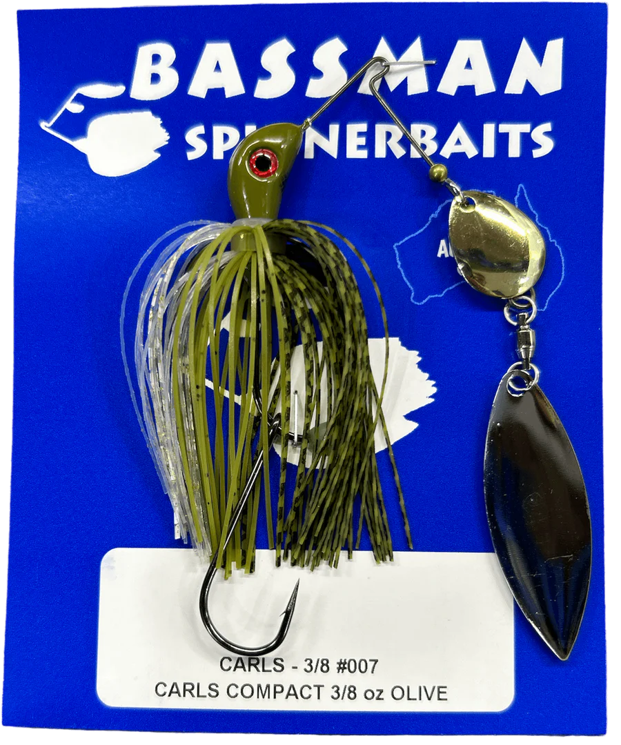 Bassman Carls Compact 3/8oz Spinnerbait Lure 007 - Olive