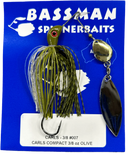 Bassman Carls Compact 3/8oz Spinnerbait Lure 007 - Olive
