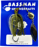 Bassman Carls Compact 3/8oz Spinnerbait Lure 007 - Olive