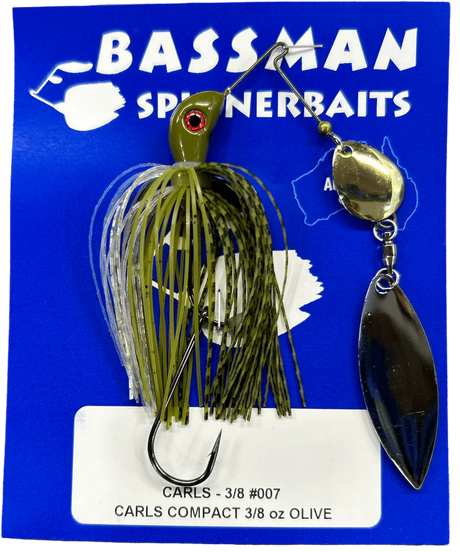 Bassman Carls Compact 3/8oz Spinnerbait Lure 007 - Olive