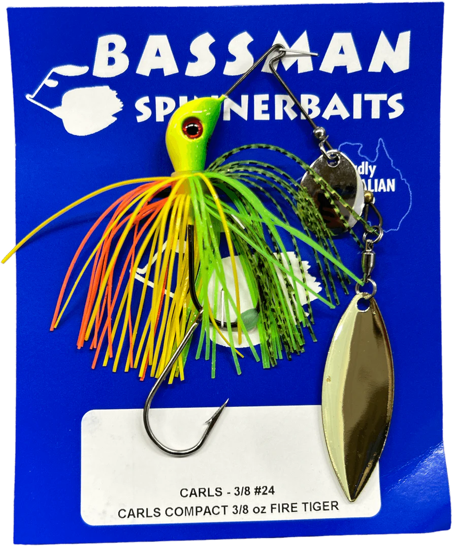 Bassman Carls Compact 3/8oz Spinnerbait Lure 24 - Fire Tiger