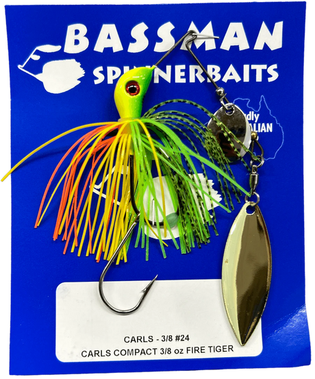 Bassman Carls Compact 3/8oz Spinnerbait Lure 24 - Fire Tiger
