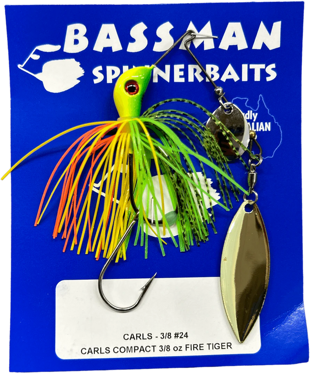 Bassman Carls Compact 3/8oz Spinnerbait Lure 24 - Fire Tiger