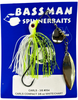 Bassman Carls Compact 3/8oz Spinnerbait Lure 0S4 - White/Chart