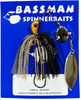 Bassman Carls Compact 3/8oz Spinnerbait Lure TW1 - Black/Gold