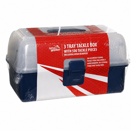 Jarvis Walker Tackle Box Kit 3 Tray 500Pce Blue/Clear