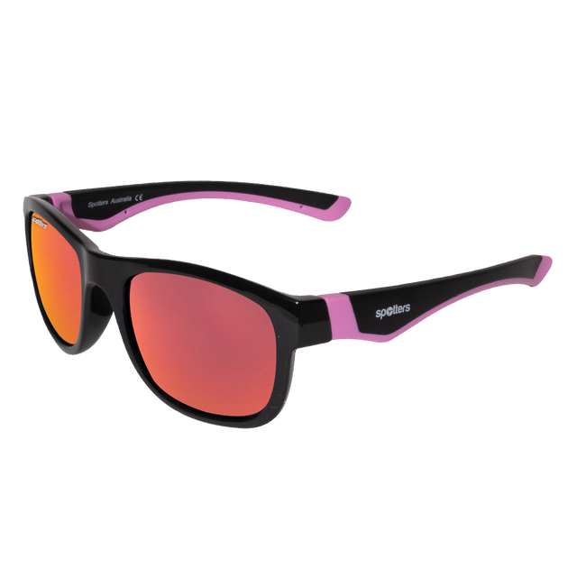 Spotters Premium Kids Emu Polarised Sunglasses Matt Black - Red