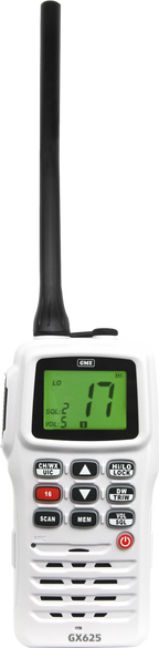 GME GX625W 5/1 Watt Handheld VHF Marine Radio White