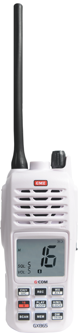 GME GX865 Handheld VHF Marine Radio White
