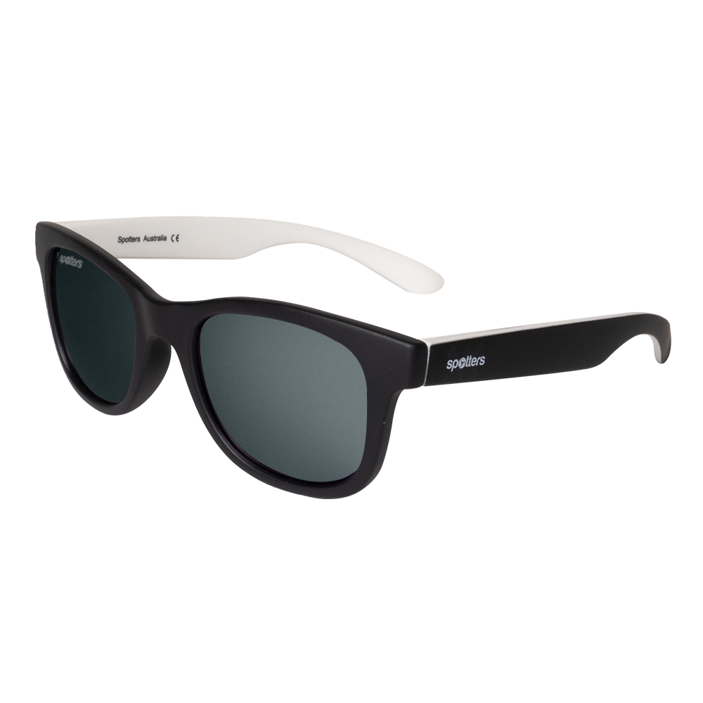 Spotters Premium Kids Koala Polarised Sunglasses Matt Black/White - Grey