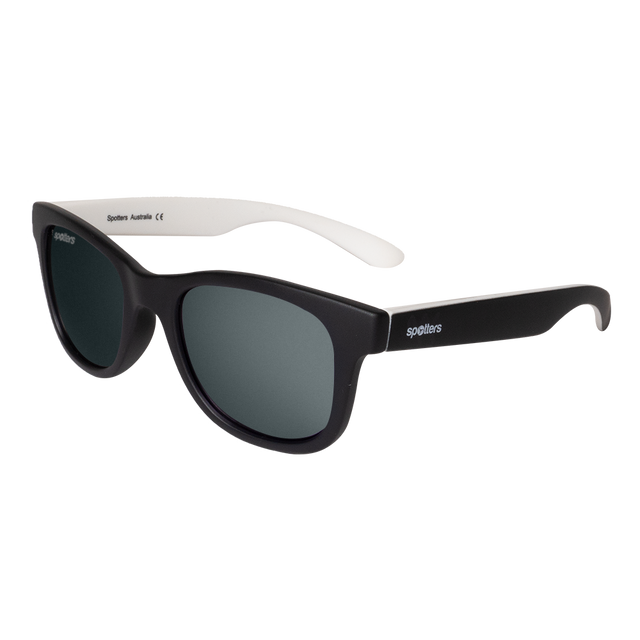 Spotters Premium Kids Koala Polarised Sunglasses Matt Black/White - Grey