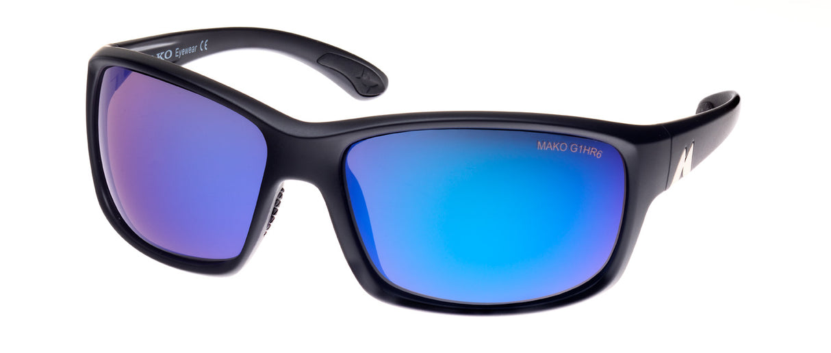 Mako Edge 9604 Polarised Sunglasses M01G1HR6 Matte Black - Brown Blue Mirror