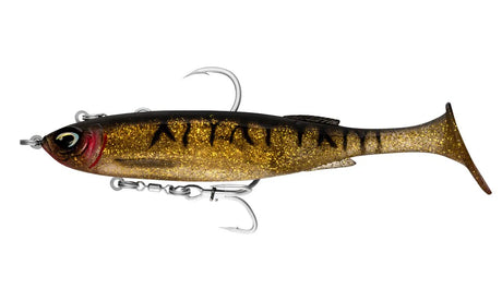 Nomad Live Ops Pre-Rigged Maniax 6in Soft Plastic Swimbait Lure Black and Gold