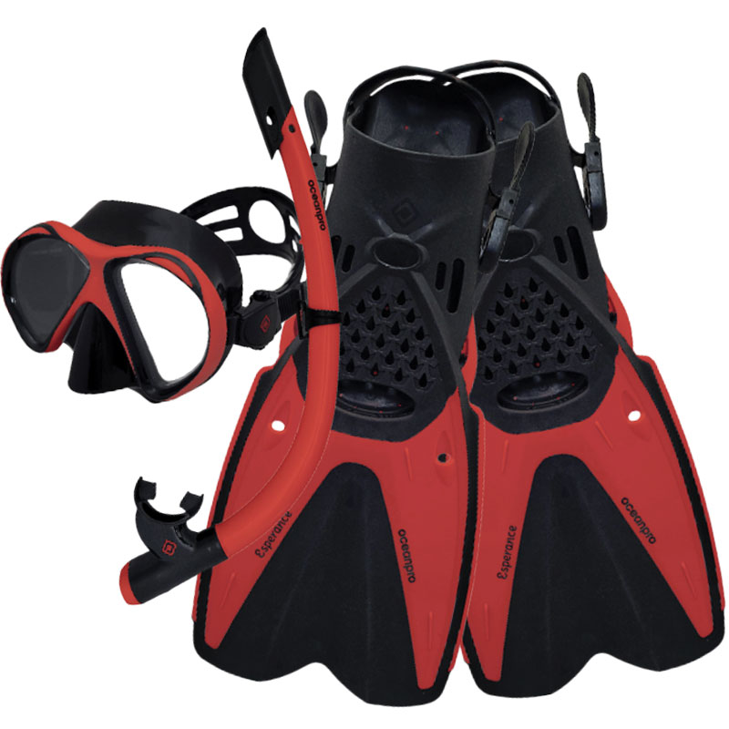 Ocean Pro Esperance Mask Snorkel Fin Set Red