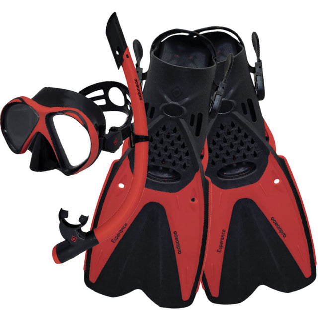 Ocean Pro Esperance Mask Snorkel Fin Set Red
