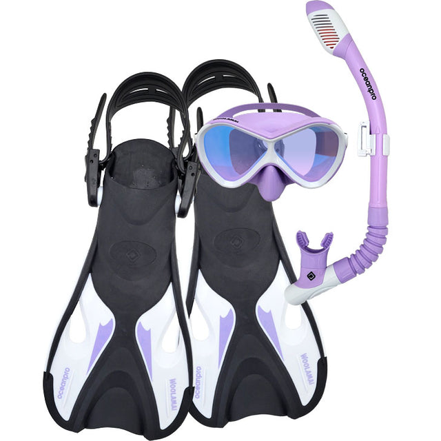 Ocean Pro Woolamai Junior Mask Snorkel Fin Set Lilac
