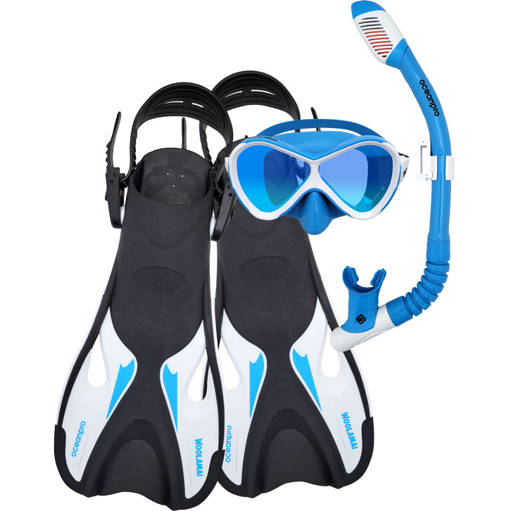 Ocean Pro Woolamai Junior Mask Snorkel Fin Set Ocean Blue