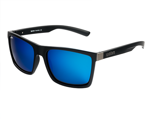 Spotters Riot Polarised Sunglasses Matt Black - Ice Blue