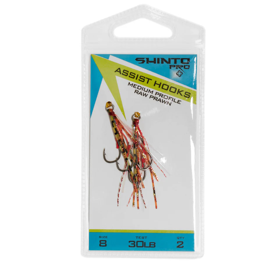 Shinto Pro Micro Low Profile Assist Hooks 2pk Raw Prawn