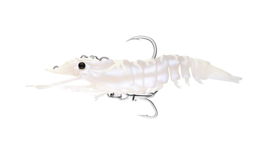 Nomad Live Ops Pre-Rigged Sumo Shrimp 5in Soft Plastic Lure White Glow