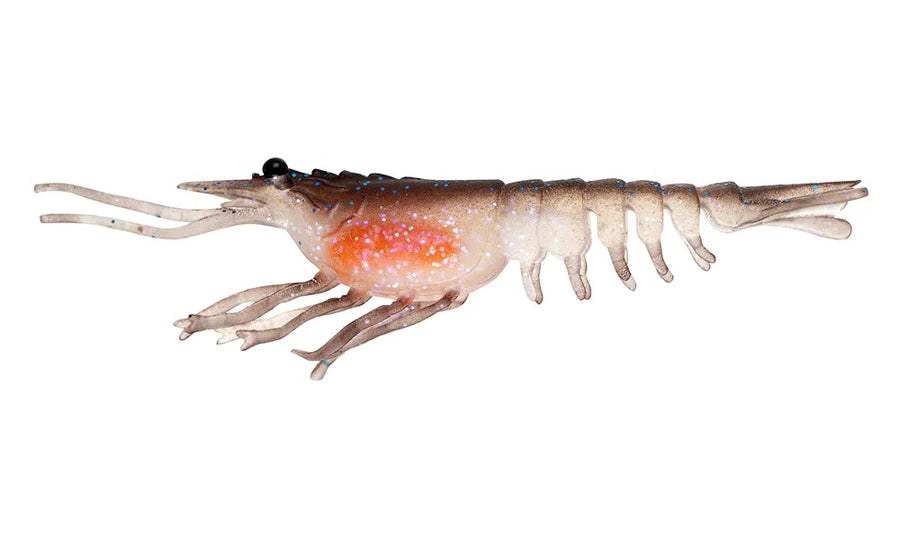 Nomad Live Ops Switcher Shrimp 4.25in Soft Plastic Lure Brown Flasher