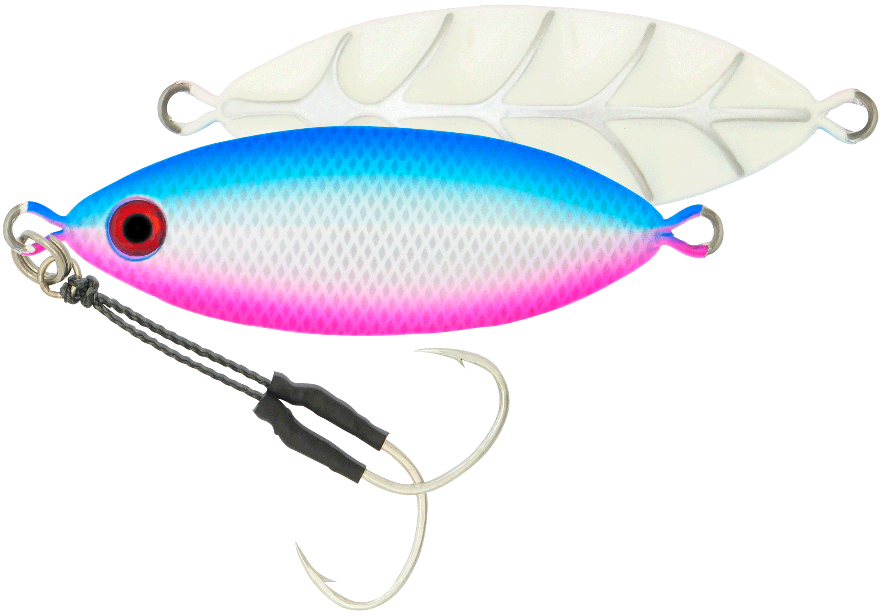 Samaki Ribcage Slow Fall 60g Metal Jig Lure Blue Pink Silver