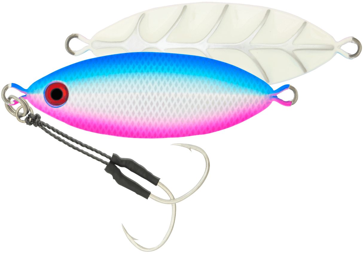 Samaki Ribcage Slow Fall 60g Metal Jig Lure Blue Pink Silver