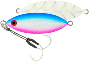 Samaki Ribcage Slow Fall 60g Metal Jig Lure Blue Pink Silver