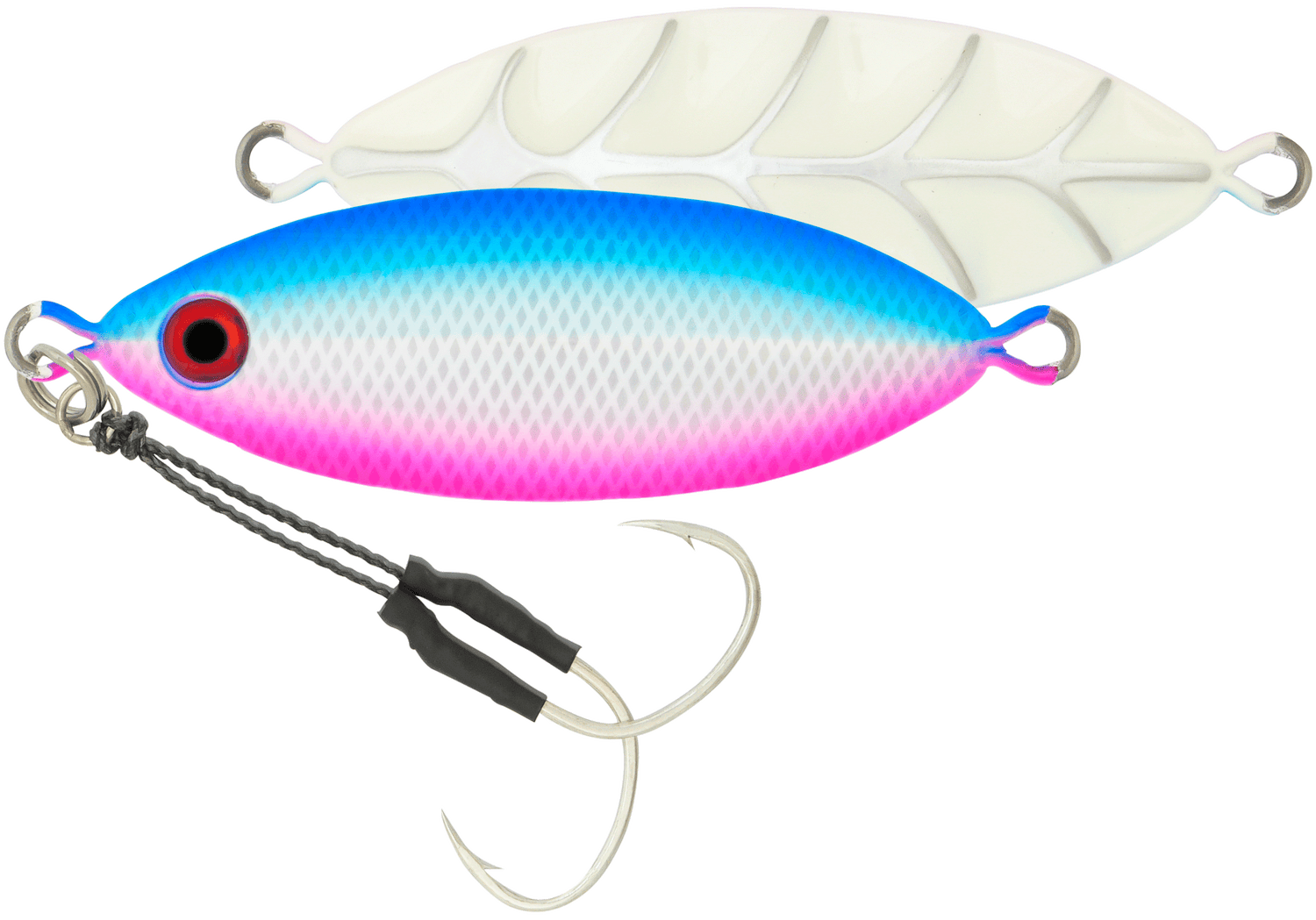 Samaki Ribcage Slow Fall 80g Metal Jig Lure Blue Pink Silver