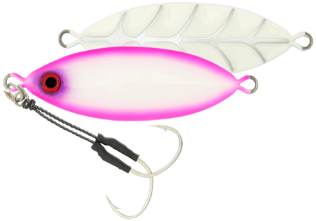 Samaki Ribcage Slow Fall 80g Metal Jig Lure Glowing Pink