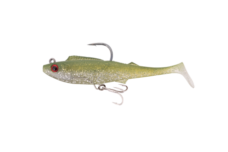 Berkley Shimma Pro Rig 5.5in Soft Plastic Swimbait Lure Olive Glitter