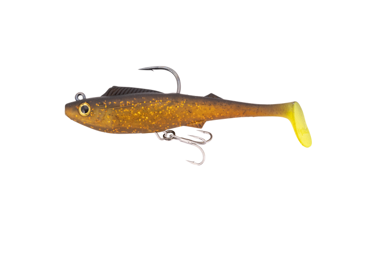 Berkley Shimma Pro Rig 5.5in Soft Plastic Swimbait Lure Gold Chartreuse