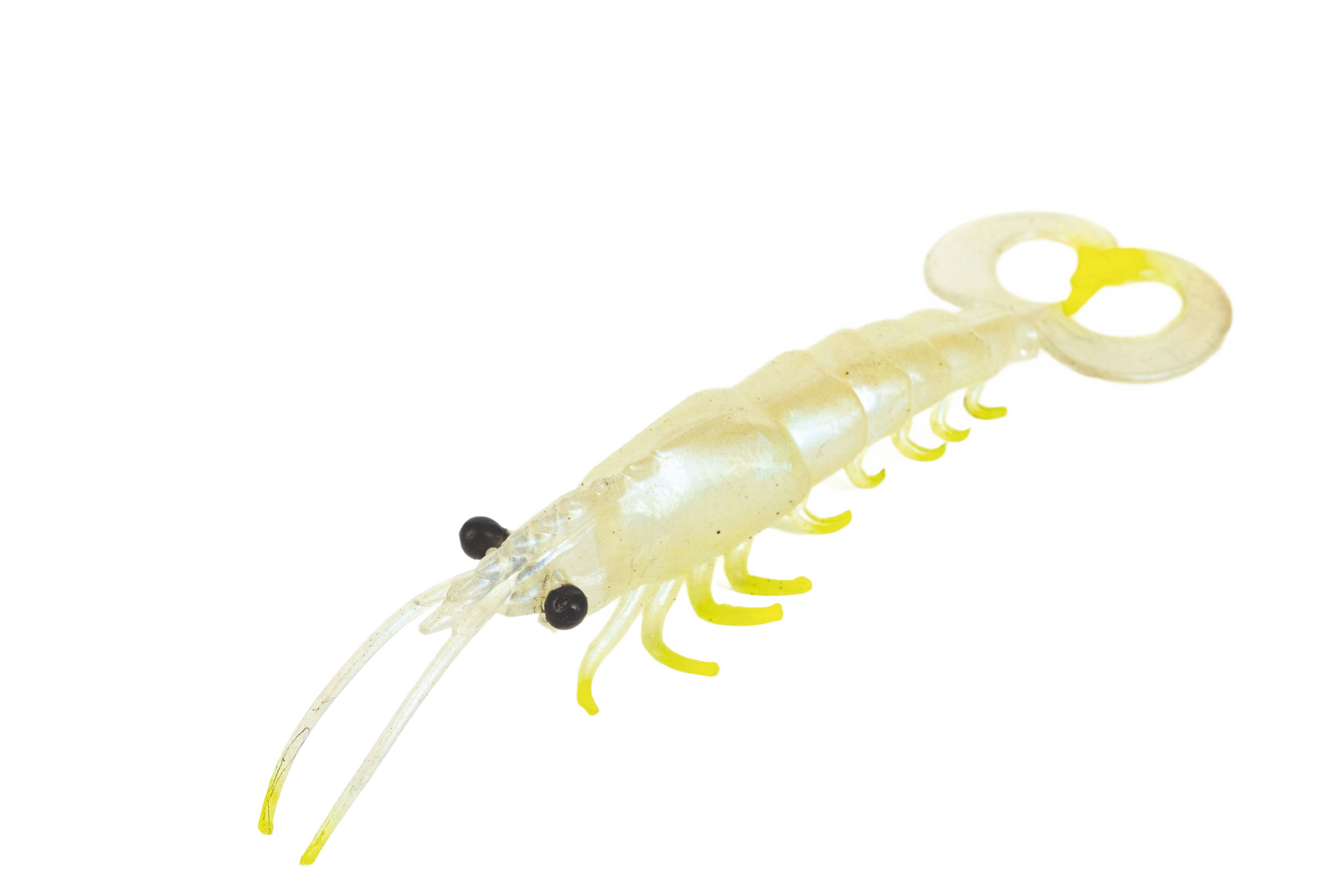 Molix Twin Tail Prawn 5in Soft Plastic Lure Pearl Chartreuse