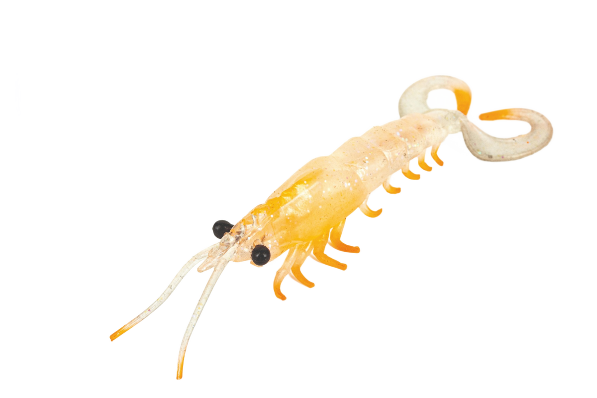 Molix Twin Tail Prawn 5in Soft Plastic Lure Clear Orange