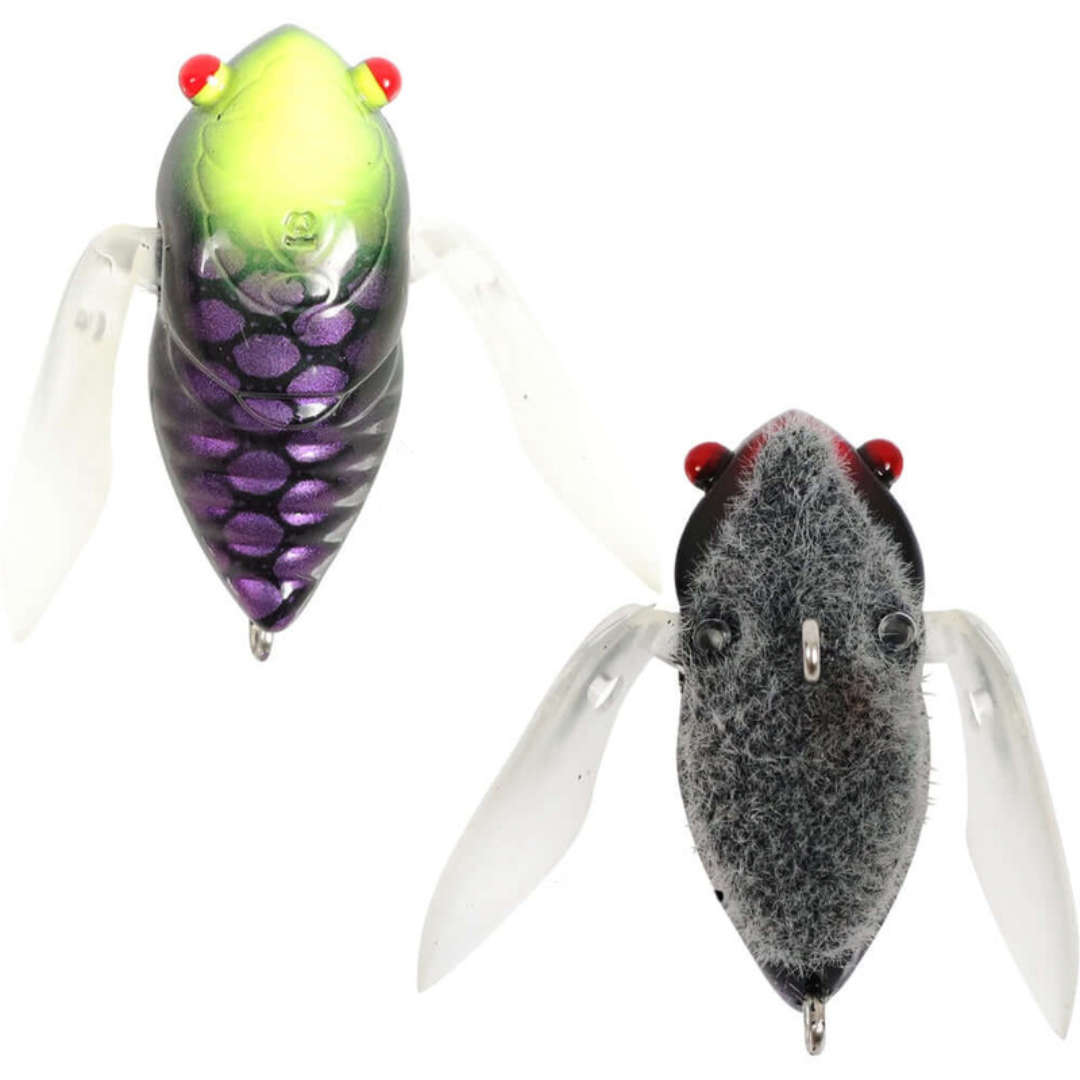 Atomic Hardz Cicada 35mm Hard Body Topwater Lure Fur Bottom Black