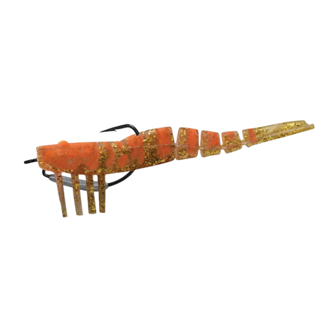 Wilson Wild Shrimp Weedless 6in Pre-Rigged Soft Plastic Lure Orange Nugget