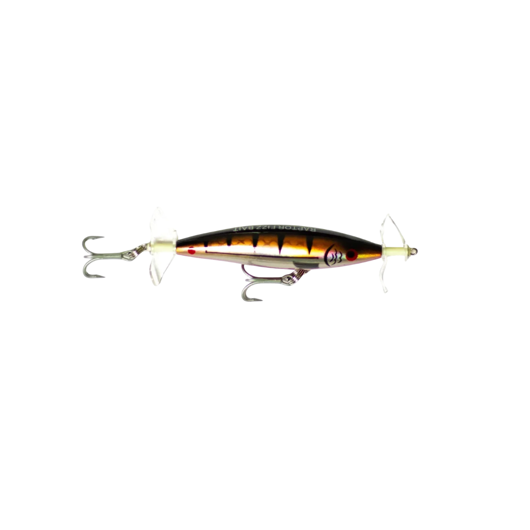 Raptor Lures Mini Fizz Bait 85mm Hard Body Topwater Lure Copper Chrome