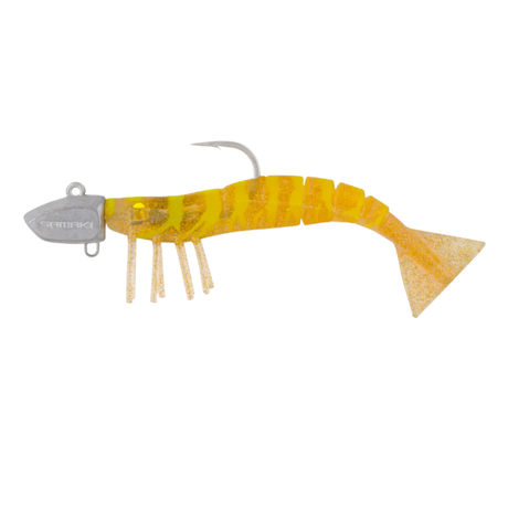 Samaki Live Shrimp 127mm 1.5oz Jighead Pre-Rigged Soft Plastic Lure 3pk Golden Corn