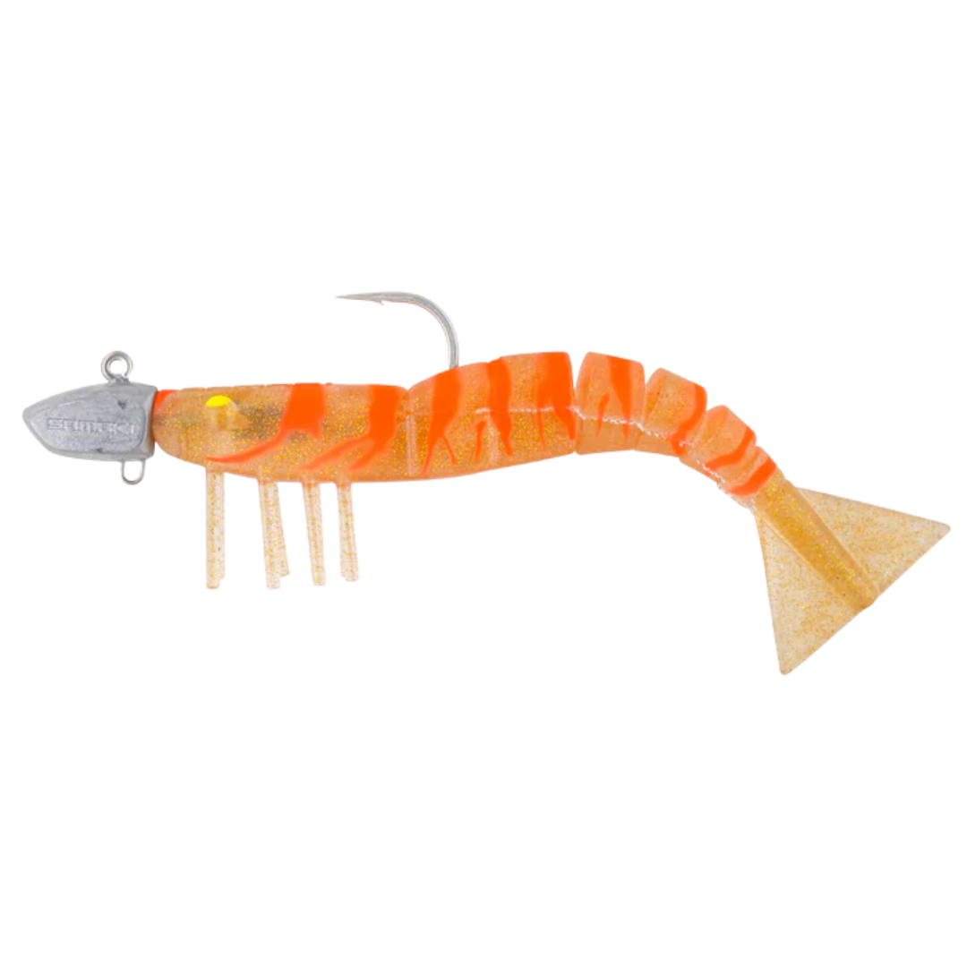 Samaki Live Shrimp 165mm 1.5oz Jighead Pre-Rigged Soft Plastic Lure 3pk Golden Carrot