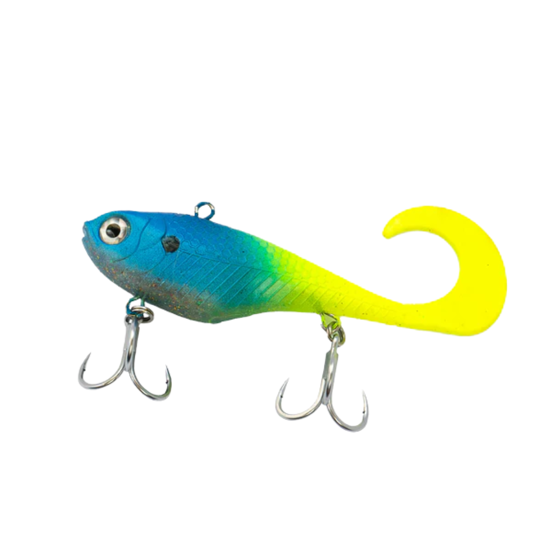 Dirty Tackle Dirty Dog 125mm 60g Soft Vibe Lure Blue Fusie