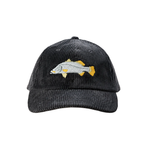 Reef Lagoon Barramundi Corduroy Curved Brim Cap Charcoal