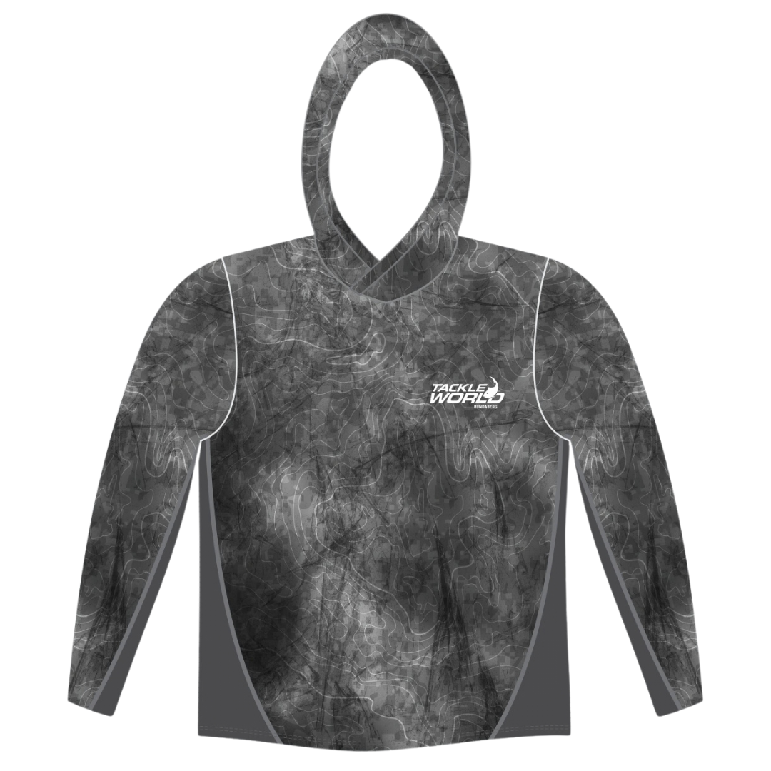 Tackle World Bundaberg Grey Estuary White Fish Adult Hooded Fishing Jersey