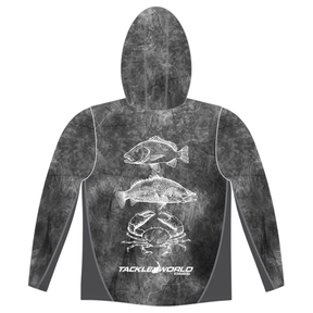 Tackle World Bundaberg Grey Estuary White Fish Adult Hooded Fishing Jersey