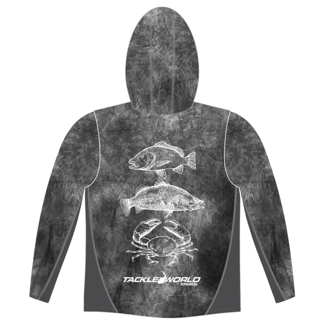 Tackle World Bundaberg Grey Estuary White Fish Adult Hooded Fishing Jersey