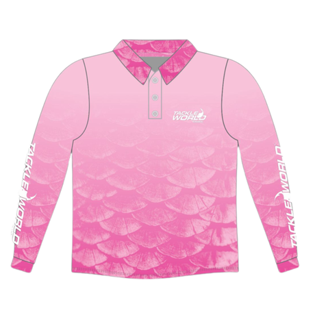 Tackle World Bundaberg Pink Scale Youth Fishing Shirt